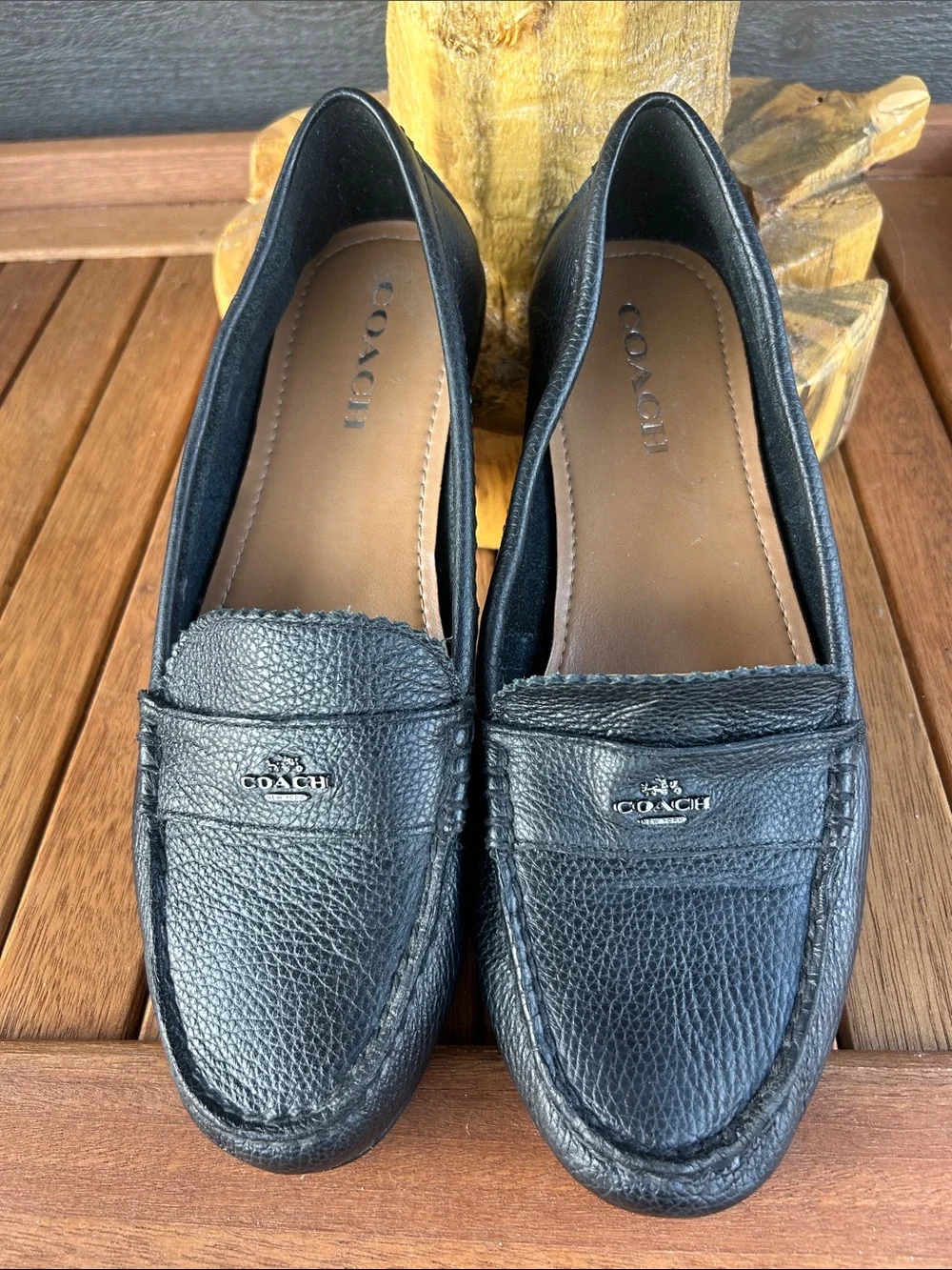 Coach Odette Women's Black Leather Penny Loafers NWOT